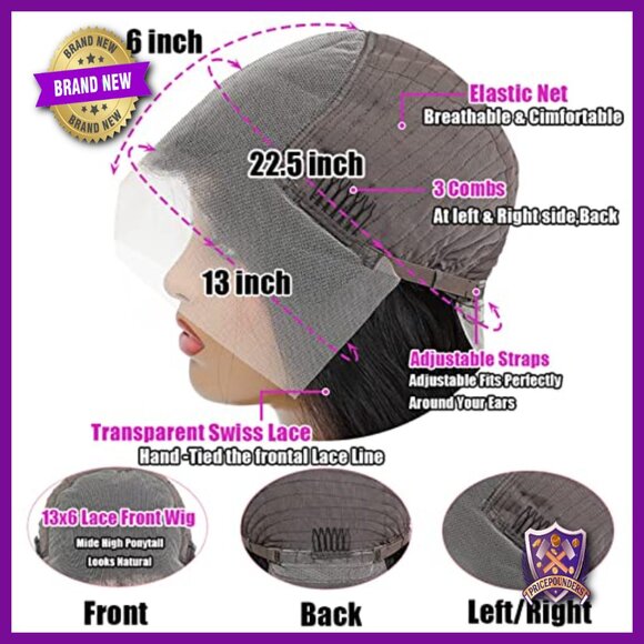 Human Hair Lace Front Wig 24 Inch Body Wave 180% Density Glueless Pre-Plucked